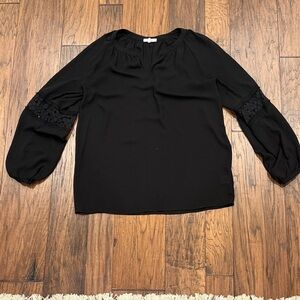 Pleione Elegant Black Blouse with Lace Detail